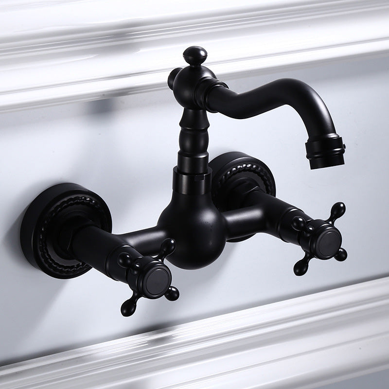 Avtoit | Black Wall-Mounted Bathroom Faucet American Classic Widespread Sink Faucet