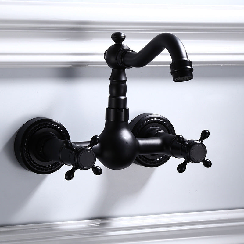 Avtoit | Black Wall-Mounted Bathroom Faucet American Classic Widespread Sink Faucet