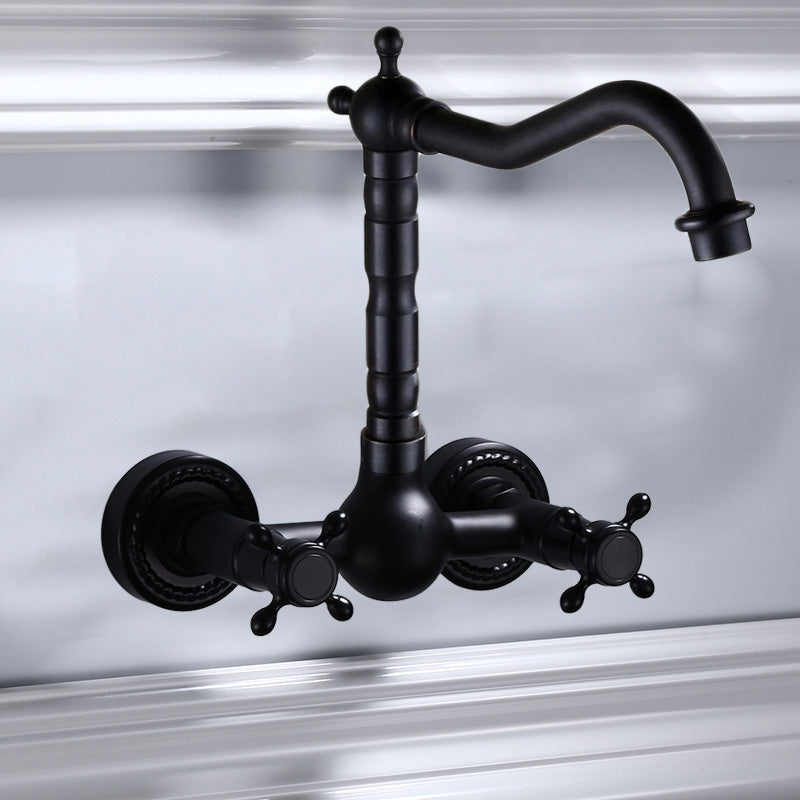 Avtoit | Black Wall-Mounted Bathroom Faucet American Classic Widespread Sink Faucet
