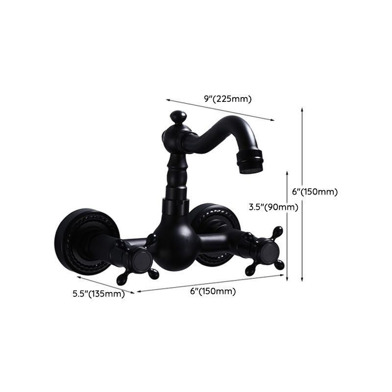 Avtoit | Black Wall-Mounted Bathroom Faucet American Classic Widespread Sink Faucet