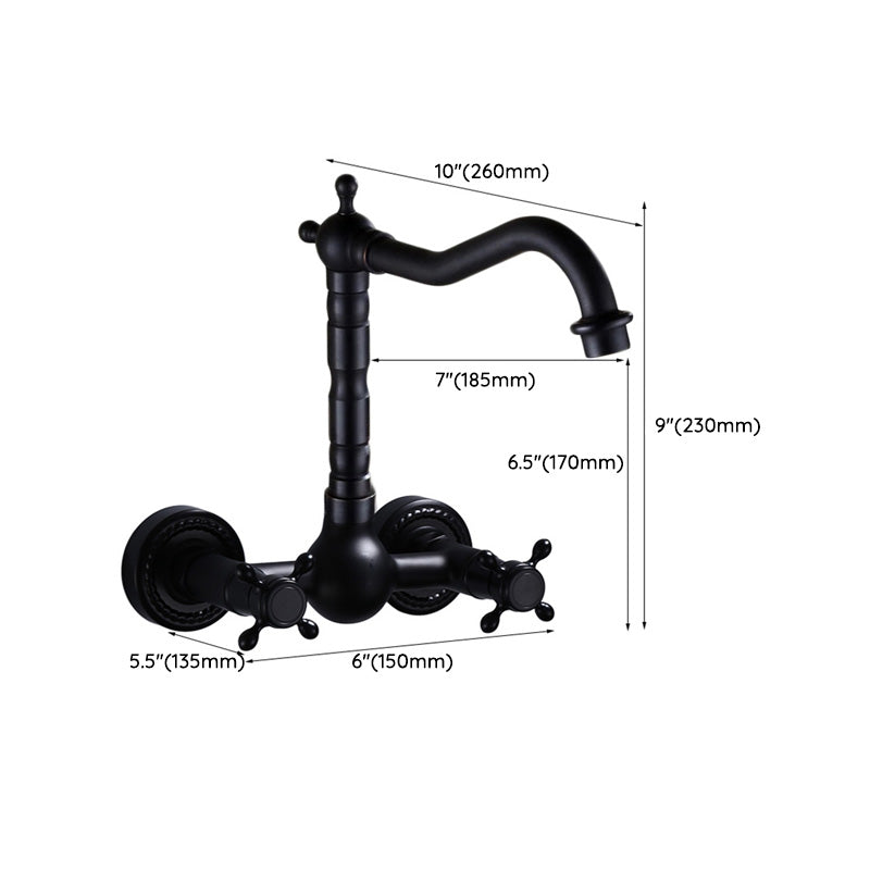 Avtoit | Black Wall-Mounted Bathroom Faucet American Classic Widespread Sink Faucet