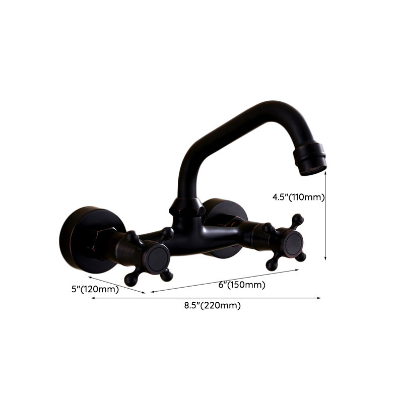 Avtoit | Black Wall-Mounted Bathroom Faucet American Classic Widespread Sink Faucet