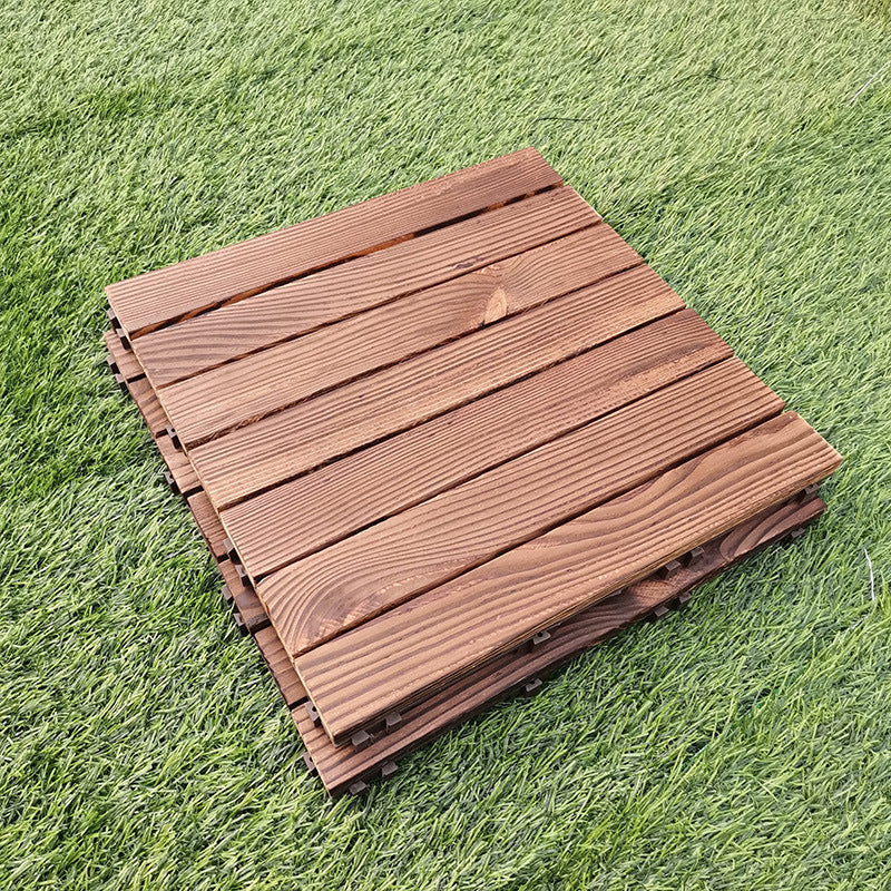 Avtoit | 7-Slat Square Wood Floor Tiles Click Installation Outdoor Floor Tiles