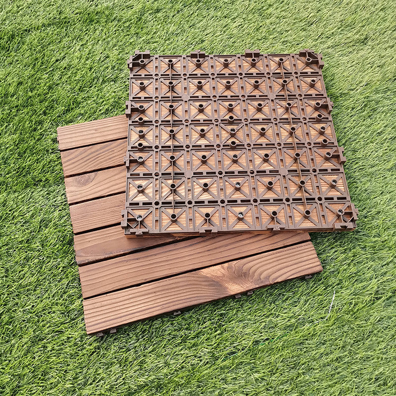 Avtoit | 7-Slat Square Wood Floor Tiles Click Installation Outdoor Floor Tiles