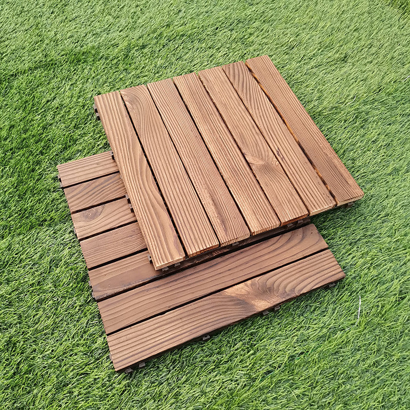 Avtoit | 7-Slat Square Wood Floor Tiles Click Installation Outdoor Floor Tiles