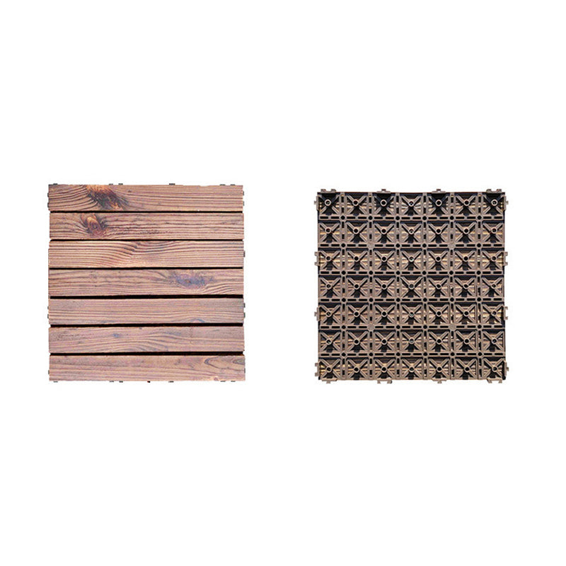 Avtoit | 7-Slat Square Wood Floor Tiles Click Installation Outdoor Floor Tiles