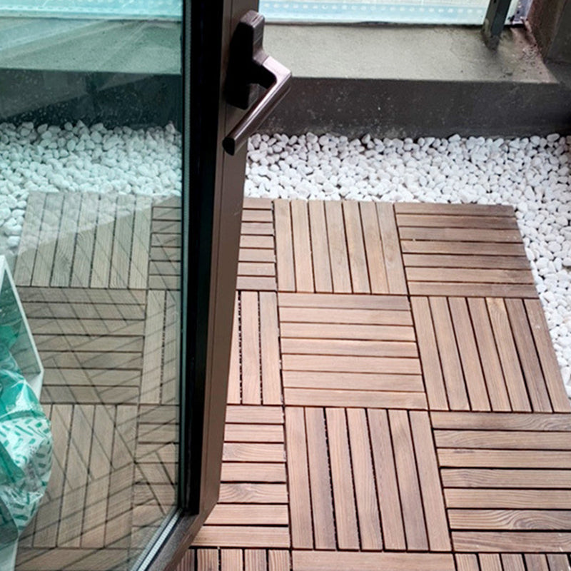 Avtoit | 7-Slat Square Wood Floor Tiles Click Installation Outdoor Floor Tiles