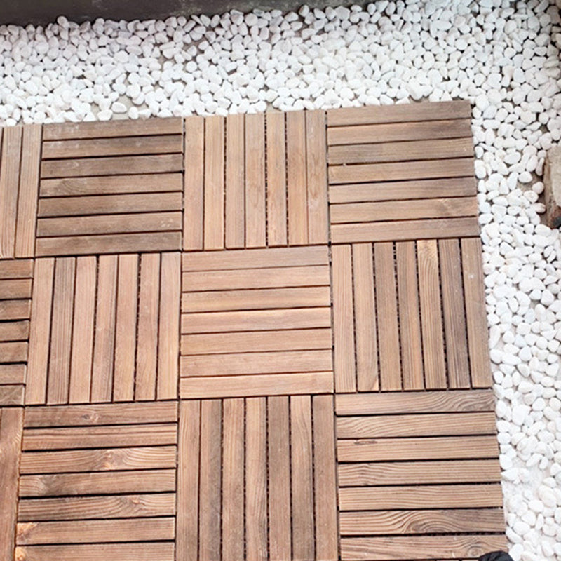 Avtoit | 7-Slat Square Wood Floor Tiles Click Installation Outdoor Floor Tiles