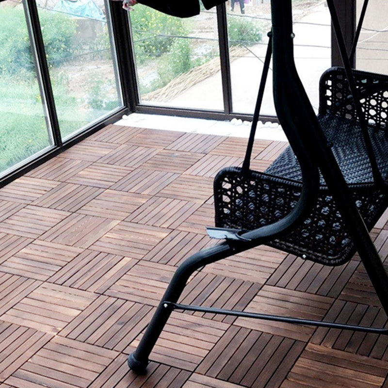 Avtoit | 7-Slat Square Wood Floor Tiles Click Installation Outdoor Floor Tiles