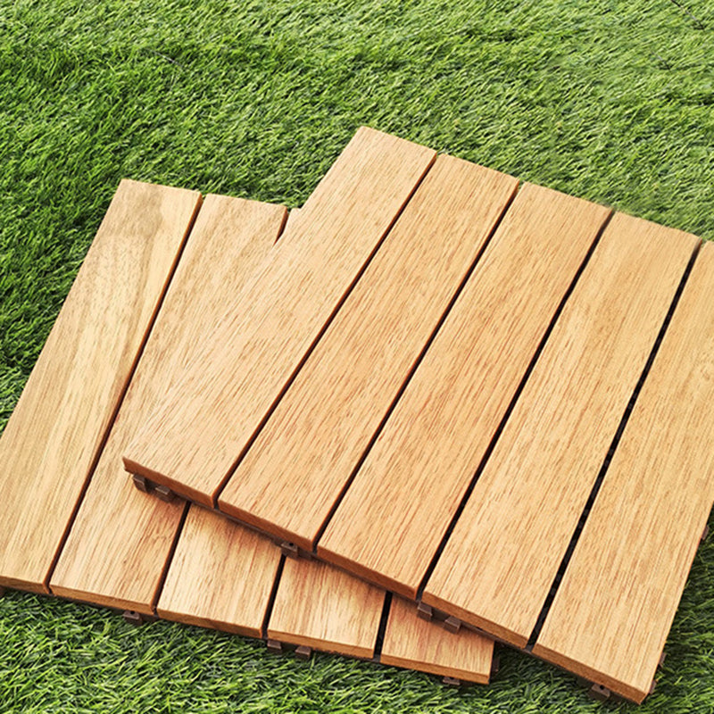 Avtoit | Teak-Finish 5-Slat Square Wooden Floor Tiles Connection Garden Tiles