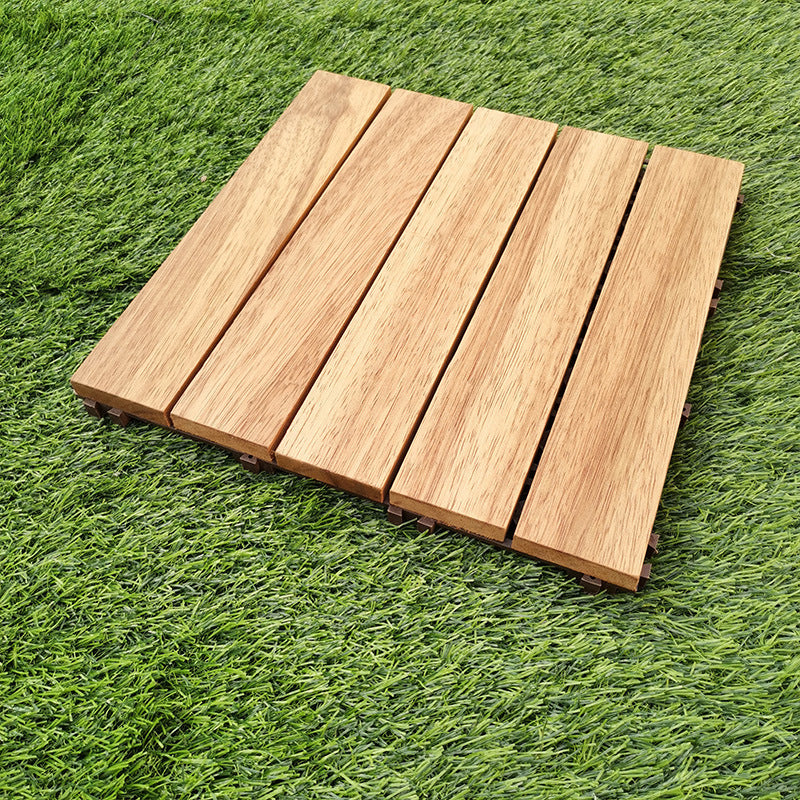 Avtoit | Teak-Finish 5-Slat Square Wooden Floor Tiles Connection Garden Tiles