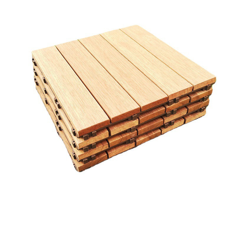 Avtoit | Teak-Finish 5-Slat Square Wooden Floor Tiles Connection Garden Tiles