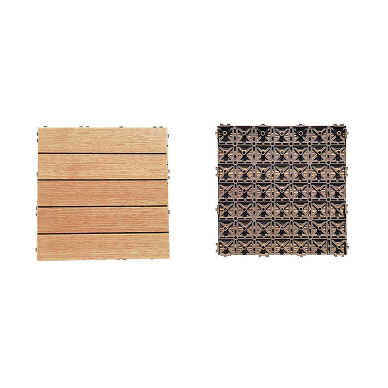 Avtoit | Teak-Finish 5-Slat Square Wooden Floor Tiles Connection Garden Tiles