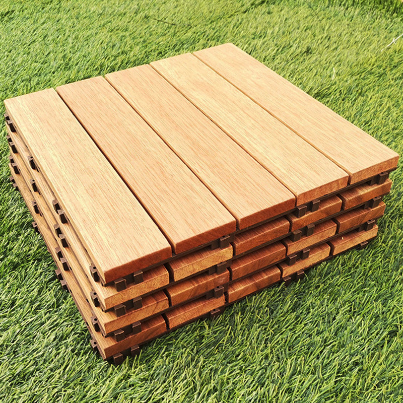 Avtoit | Teak-Finish 5-Slat Square Wooden Floor Tiles Connection Garden Tiles