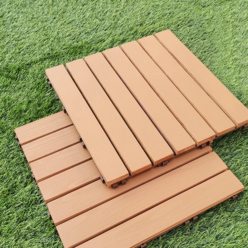 Avtoit | Yellow 6-Slat Square Wood Floor Tiles Click System Floor Tiles