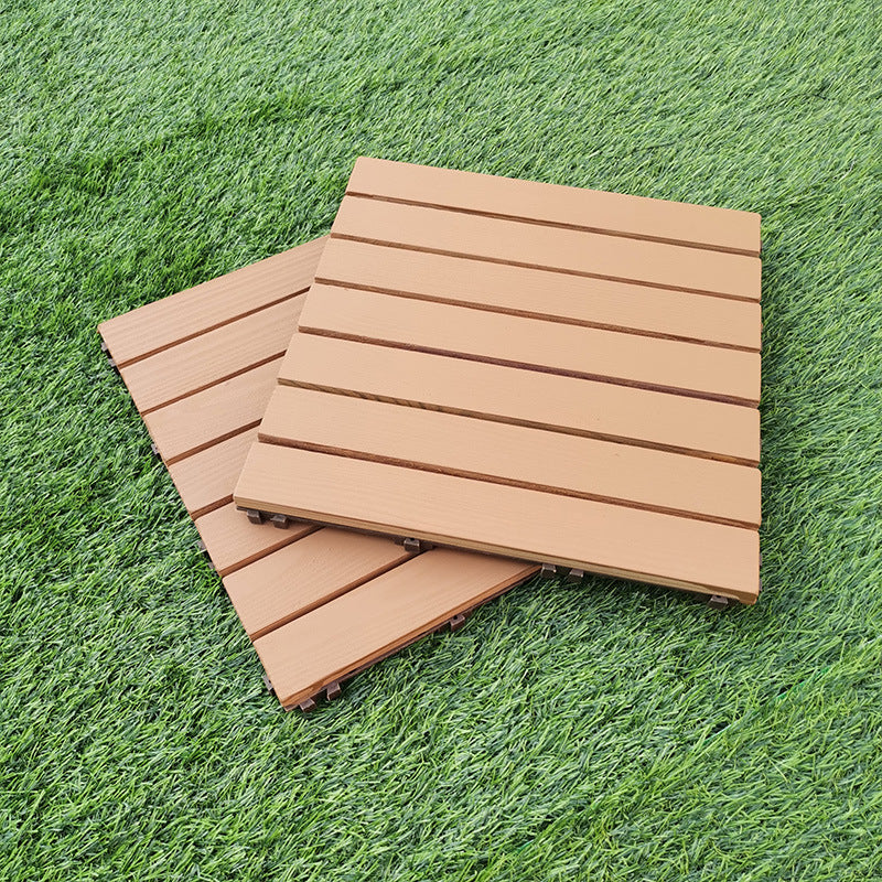 Avtoit | Yellow 6-Slat Square Wood Floor Tiles Click System Floor Tiles