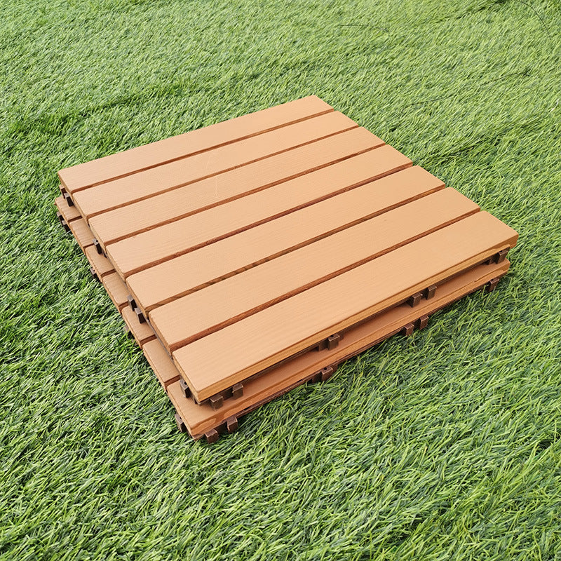 Avtoit | Yellow 6-Slat Square Wood Floor Tiles Click System Floor Tiles