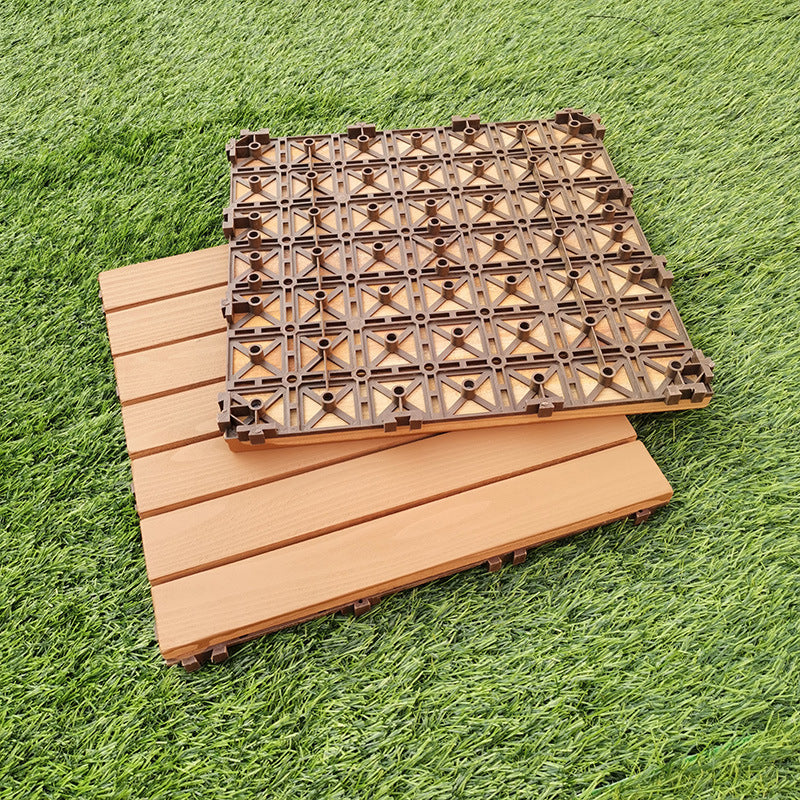 Avtoit | Yellow 6-Slat Square Wood Floor Tiles Click System Floor Tiles