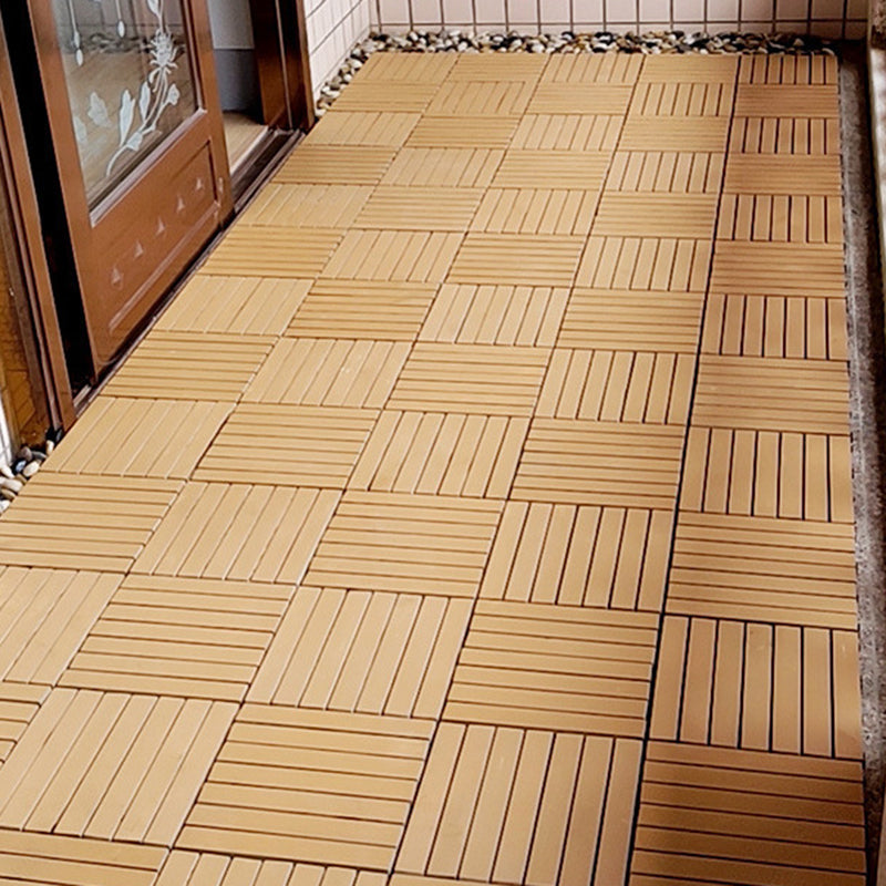 Avtoit | Yellow 6-Slat Square Wood Floor Tiles Click System Floor Tiles