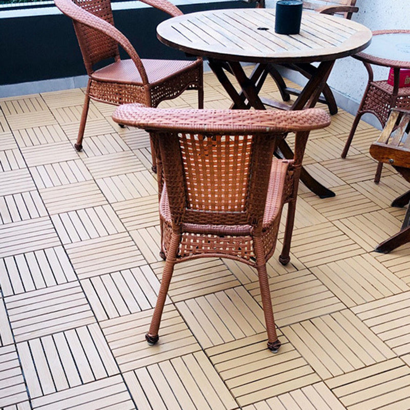Avtoit | Yellow 6-Slat Square Wood Floor Tiles Click System Floor Tiles