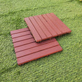 Avtoit | Red 6-Slat Square Wood Deck Tiles Snap-Fit Installation Floor Tiles