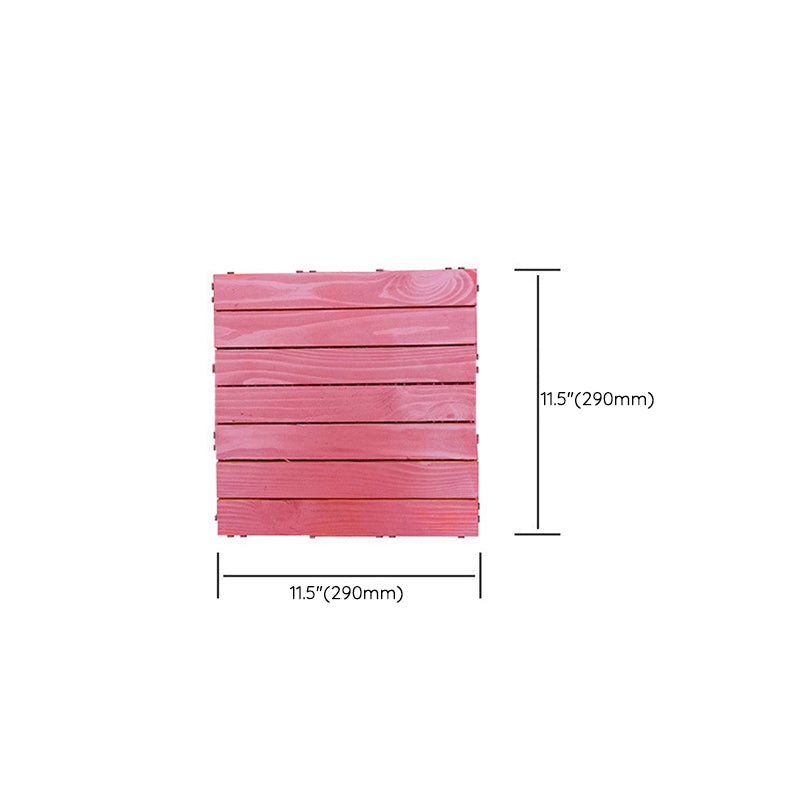 Avtoit | Red 6-Slat Square Wood Deck Tiles Snap-Fit Installation Floor Tiles