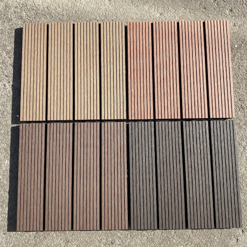 Avtoit | 12" X 12" PVC 6-Slat Square Patio Tiles Snap Fit Installation Outdoor Floor Tiles
