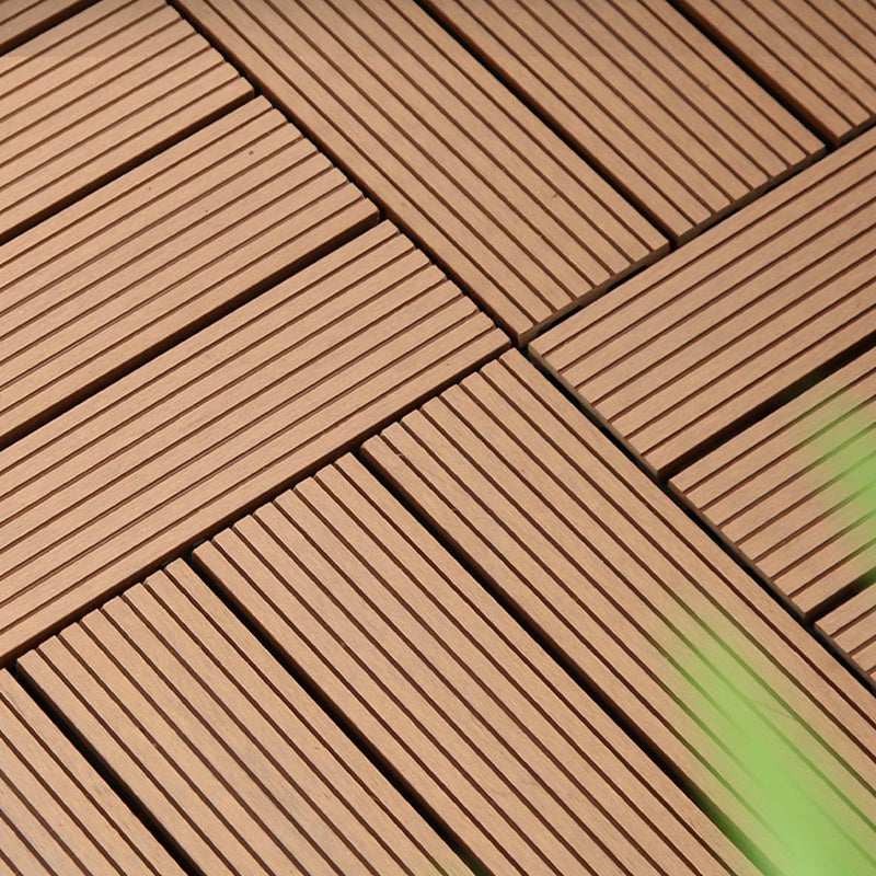 Avtoit | 12" X 12" PVC 6-Slat Square Patio Tiles Snap Fit Installation Outdoor Floor Tiles