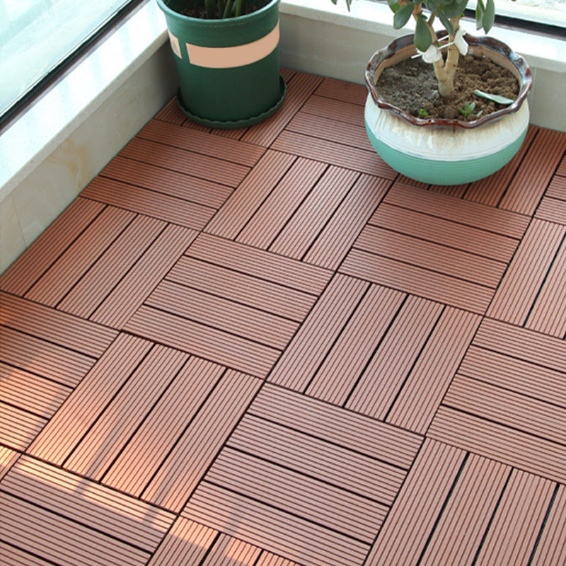 Avtoit | 12" X 12" PVC 6-Slat Square Patio Tiles Snap Fit Installation Outdoor Floor Tiles