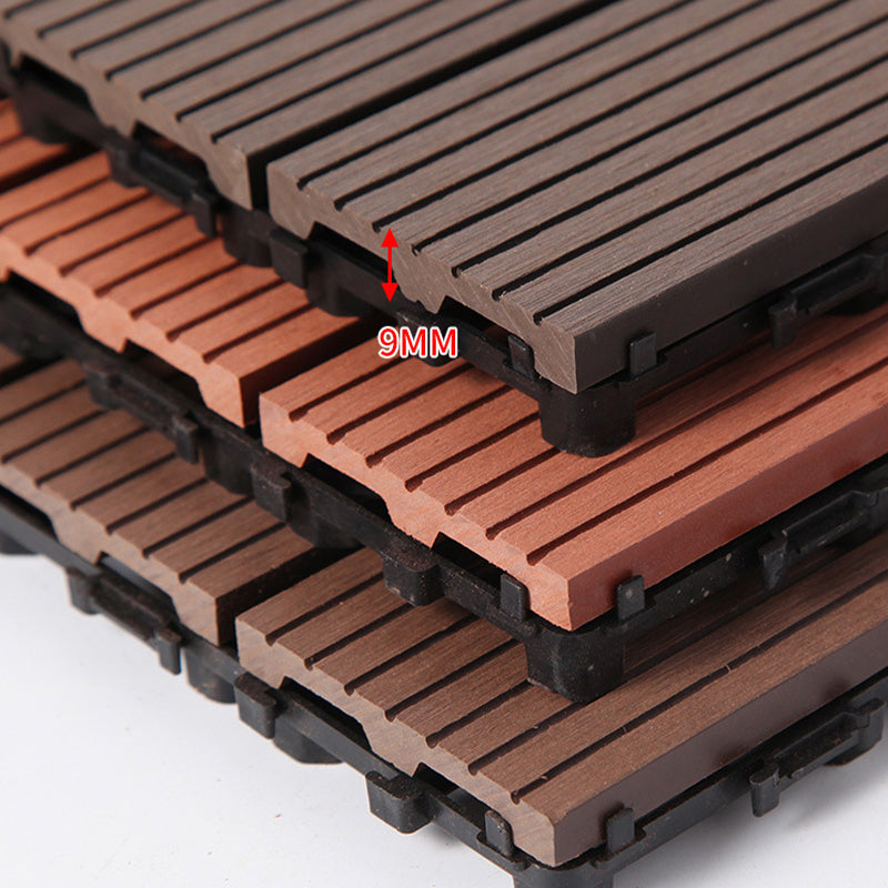 Avtoit | 12" X 12" PVC 6-Slat Square Patio Tiles Snap Fit Installation Outdoor Floor Tiles