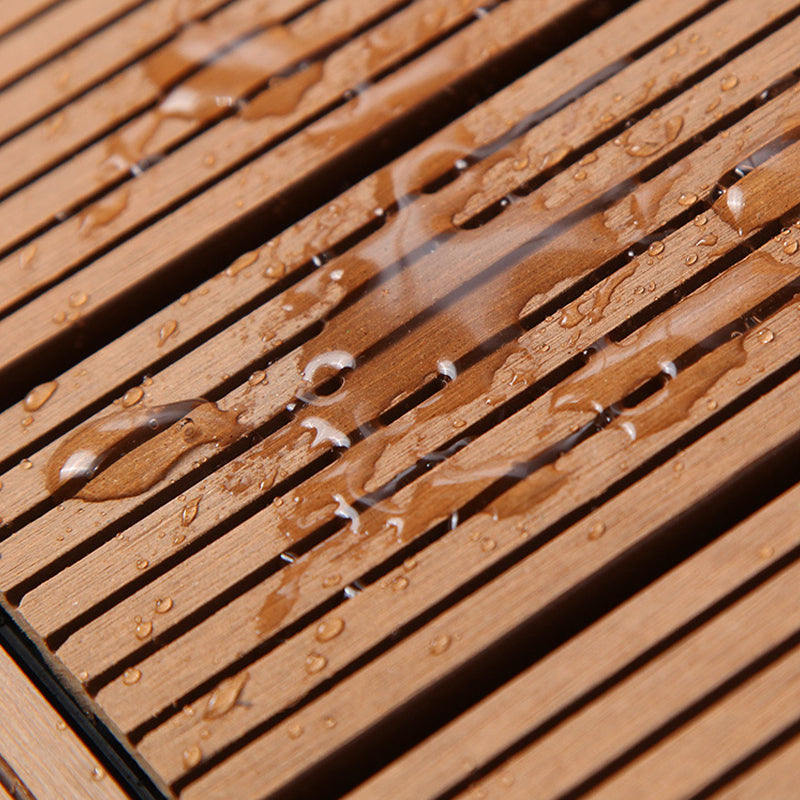 Avtoit | 12" X 12" PVC 6-Slat Square Patio Tiles Snap Fit Installation Outdoor Floor Tiles