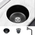 Avtoit | Stainless Steel Round Sink in Black Single Basin Undermount Sink with Basket Strainer