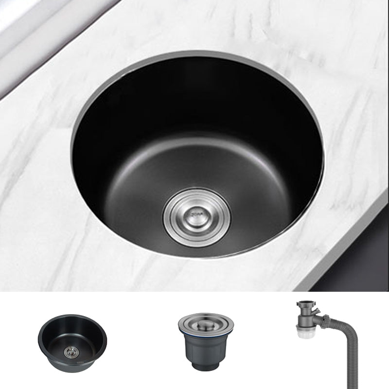 Avtoit | Stainless Steel Round Sink in Black Single Basin Undermount Sink with Basket Strainer