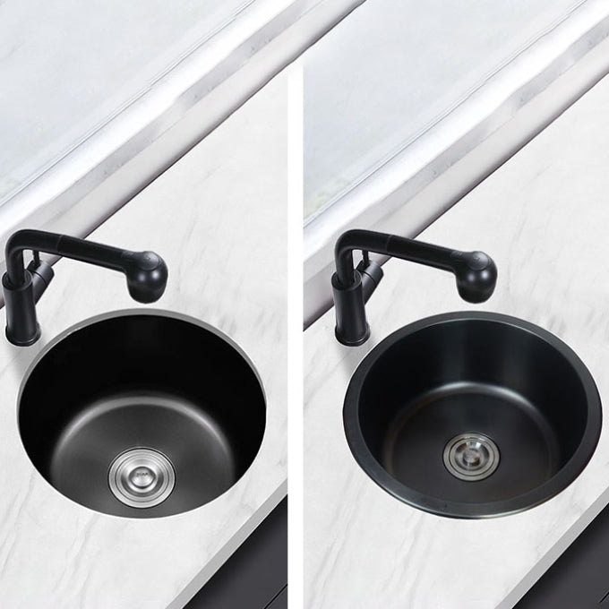 Avtoit | Stainless Steel Round Sink in Black Single Basin Undermount Sink with Basket Strainer