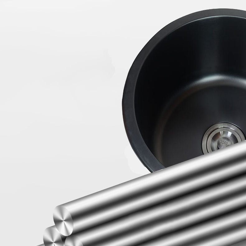 Avtoit | Stainless Steel Round Sink in Black Single Basin Undermount Sink with Basket Strainer