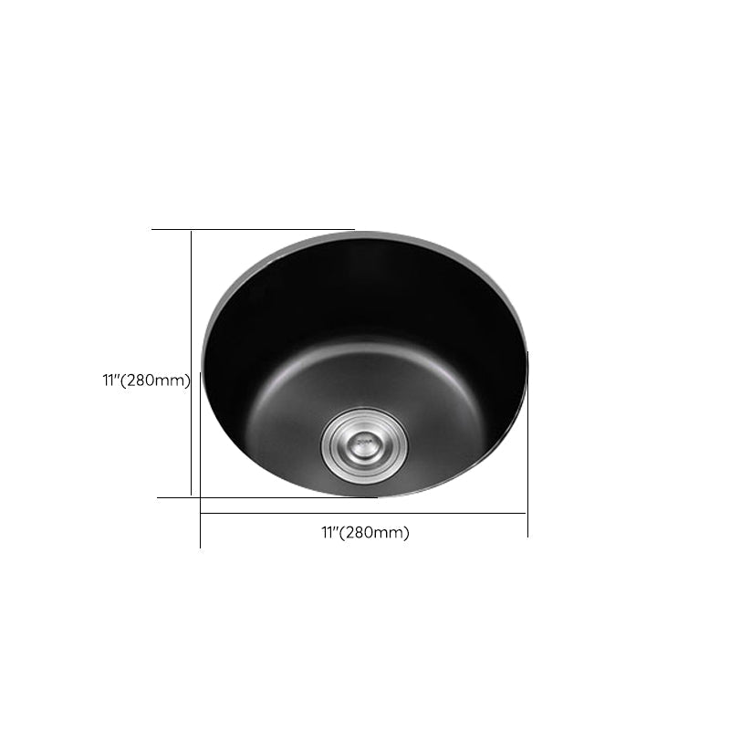 Avtoit | Stainless Steel Round Sink in Black Single Basin Undermount Sink with Basket Strainer