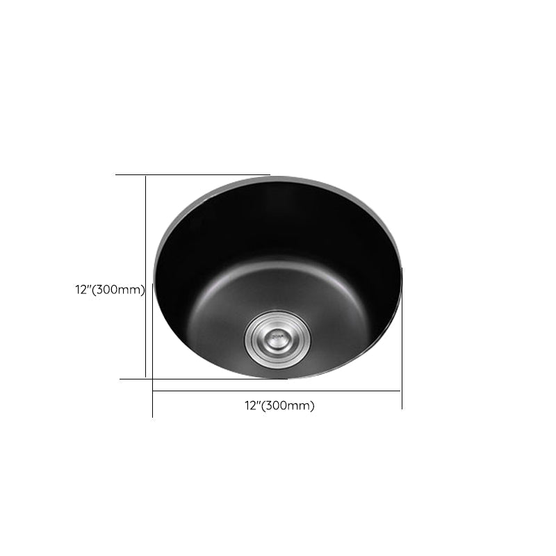 Avtoit | Stainless Steel Round Sink in Black Single Basin Undermount Sink with Basket Strainer