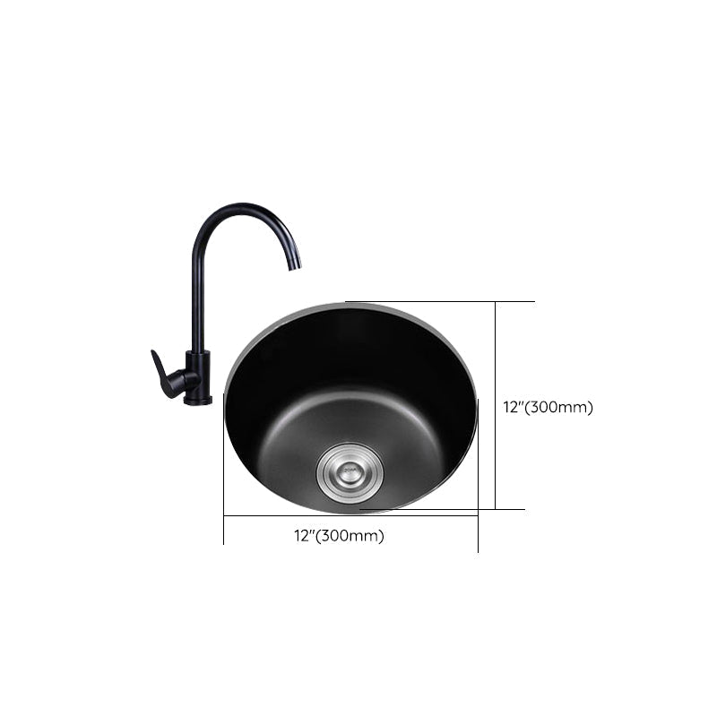 Avtoit | Stainless Steel Round Sink in Black Single Basin Undermount Sink with Basket Strainer