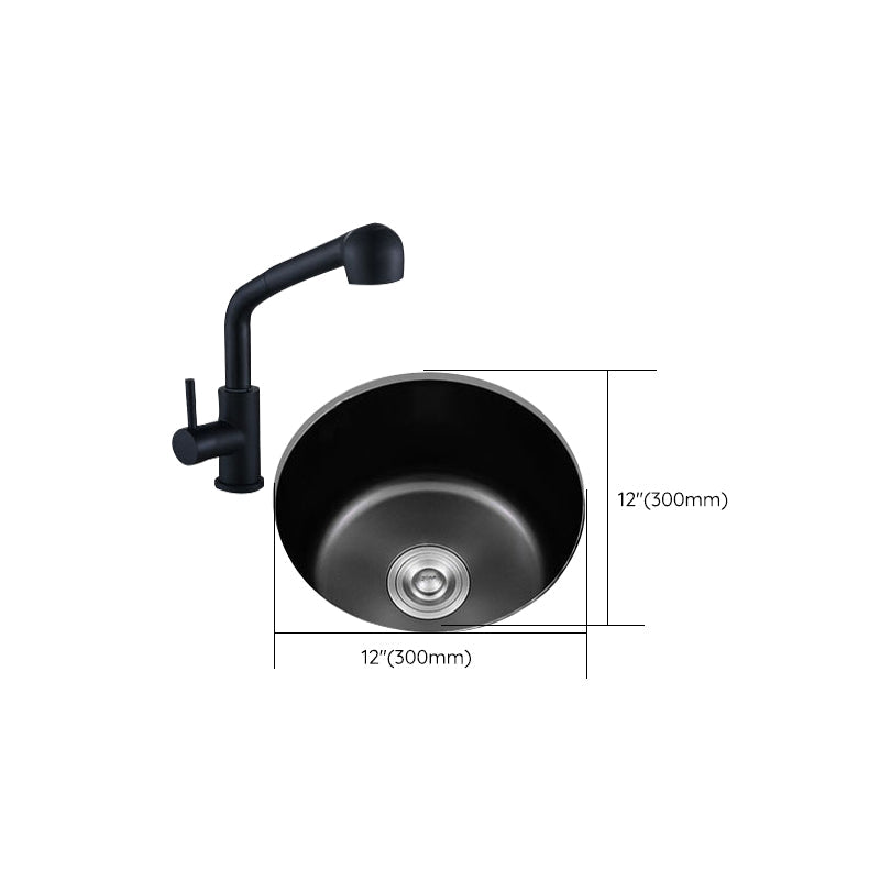 Avtoit | Stainless Steel Round Sink in Black Single Basin Undermount Sink with Basket Strainer
