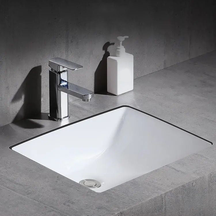 Avtoit | Modern Under-mount Sink Oval Porcelain with Pop-Up Drain Sink