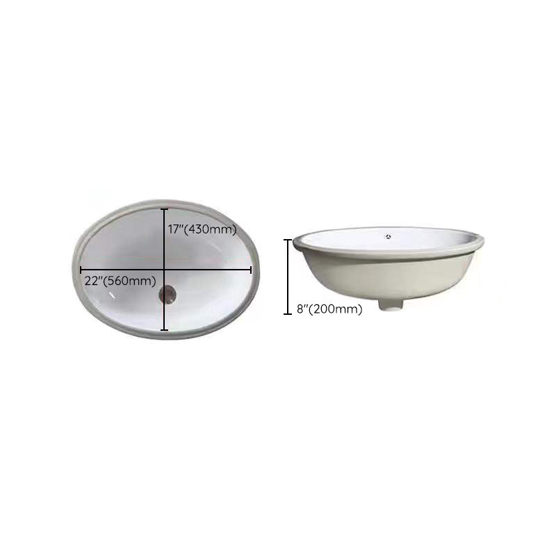 Avtoit | Modern Under-mount Sink Oval Porcelain with Pop-Up Drain Sink