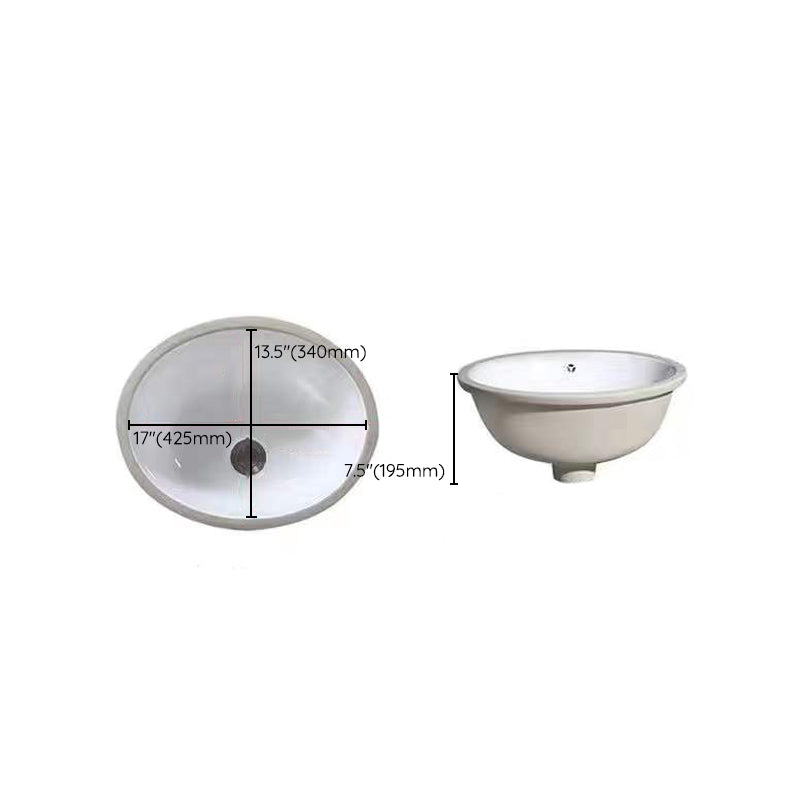 Avtoit | Modern Under-Mount Sink Oval Porcelain with Pop-Up Drain Sink