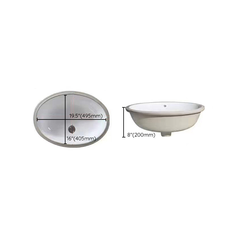 Avtoit | Modern Under-mount Sink Oval Porcelain with Pop-Up Drain Sink
