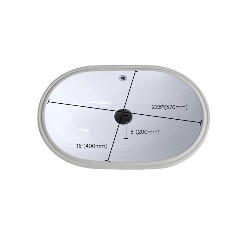 Avtoit | Modern Under-mount Sink Oval Porcelain with Pop-Up Drain Sink