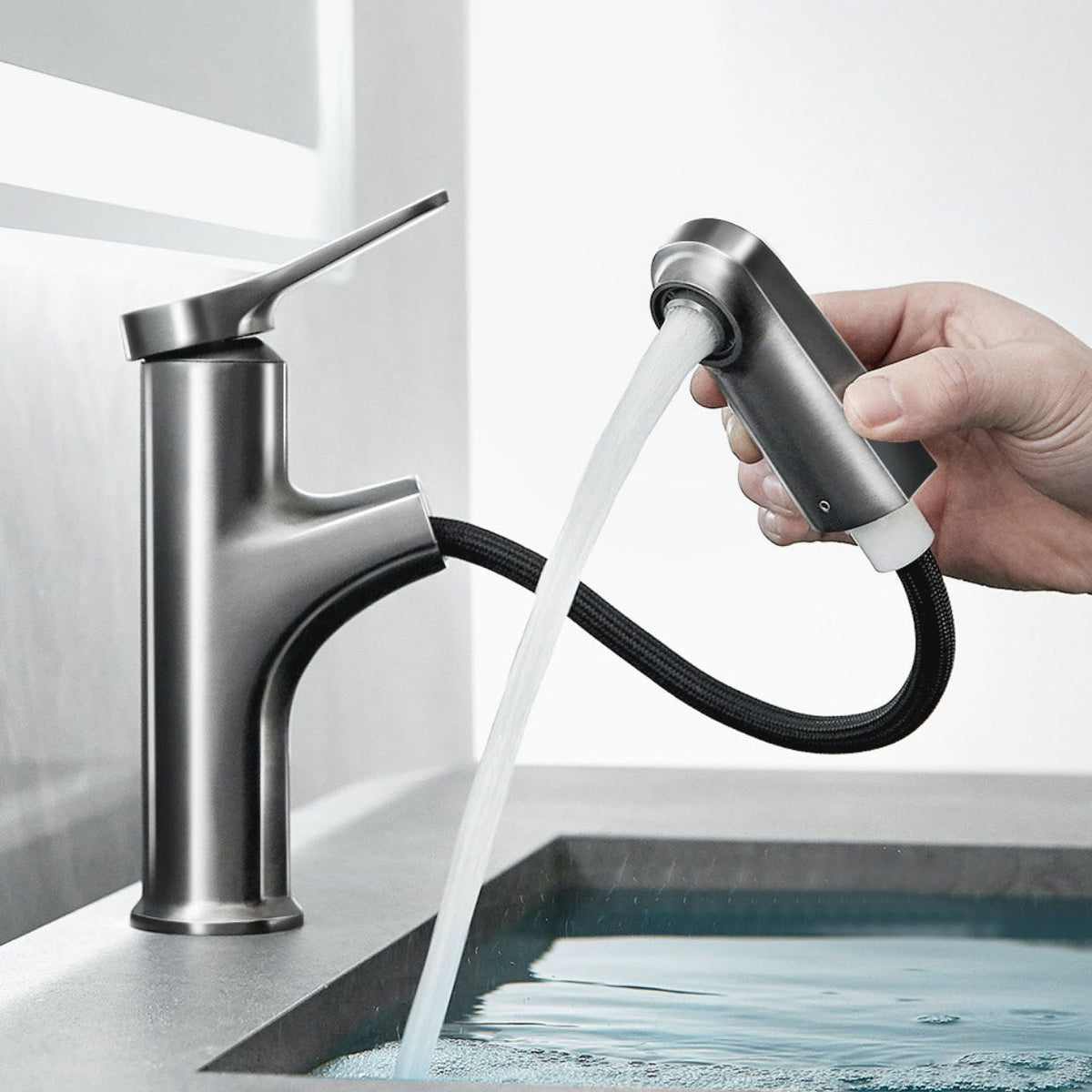 Avtoit | Contemporary Bath Faucet Brass Lever Handle Pull-Out Sink Faucet