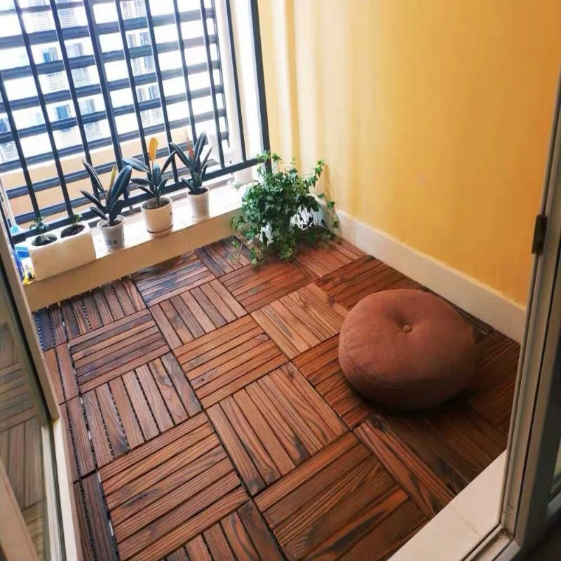 Avtoit | Farmhouse square tile floor brown pine wood for patio garden