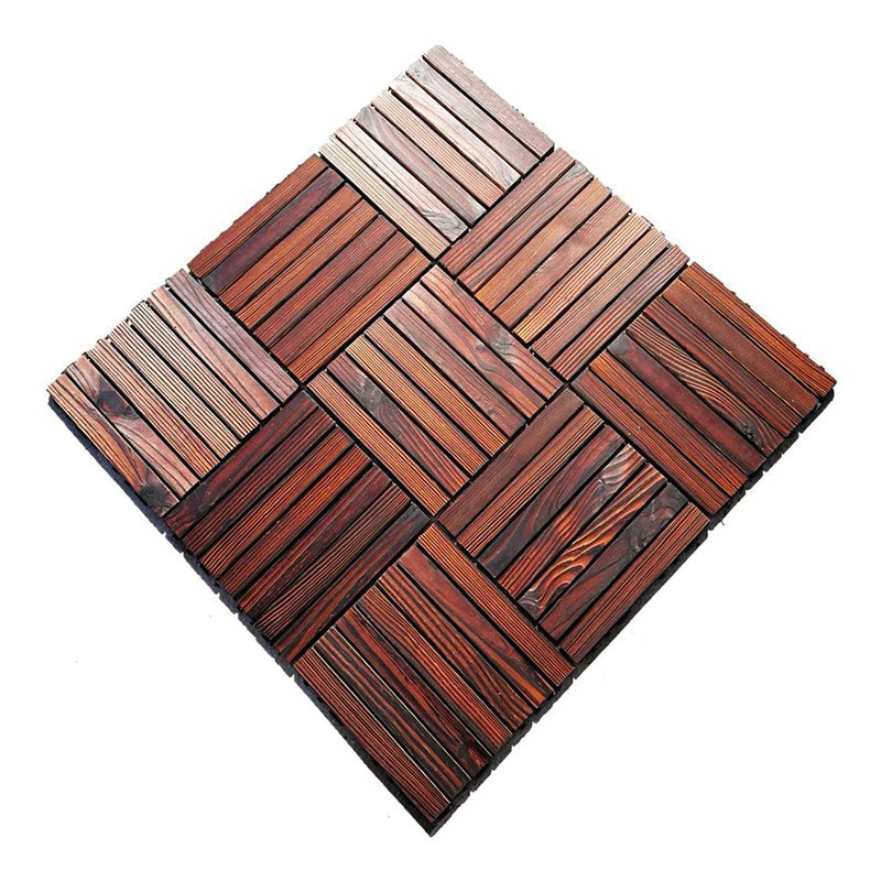 Avtoit | Farmhouse square tile floor brown pine wood for patio garden