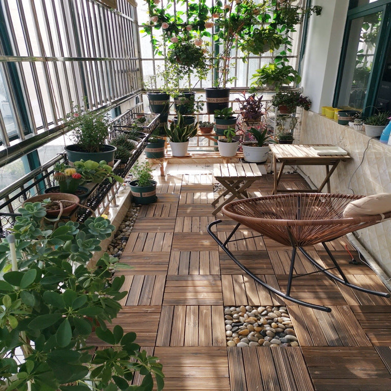 Avtoit | Farmhouse square tile floor brown pine wood for patio garden