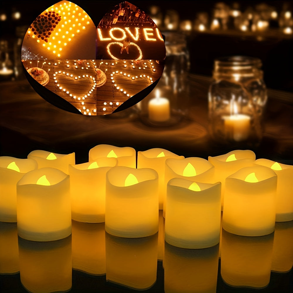 Avtoit | 24/50/100 Pack flameless LED candles – battery-operated flickering tealights, smokeless and romantic for weddings and engagements