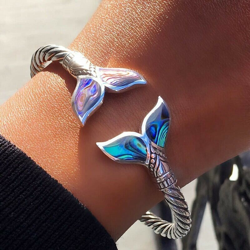 Avtoit | Abalone Shell Mermaid Tail SS Bangle Bracelet